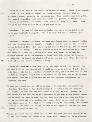 Burning of draft board records by Philip and Daniel Berrigan and others, May 17, 1968: an interview with Mary E. Murphy given on November 2, 1972