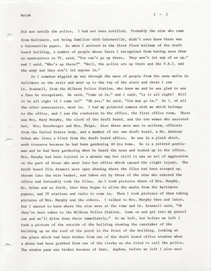 The Catonsville Nine's invasion and burning of the Catonsville draft board files: an interview with Jean S. Walsh given on March 30, 1973.