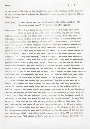 The Catonsville Nine's invasion and burning of the Catonsville draft board files: an interview with Jean S. Walsh given on March 30, 1973.