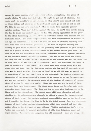 The Catonsville Nine's invasion and burning of the Catonsville draft board files: an interview with Jean S. Walsh given on March 30, 1973.