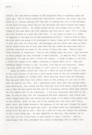 The Catonsville Nine's invasion and burning of the Catonsville draft board files: an interview with Jean S. Walsh given on March 30, 1973.