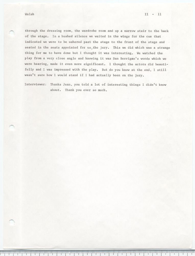 The Catonsville Nine's invasion and burning of the Catonsville draft board files: an interview with Jean S. Walsh given on March 30, 1973.