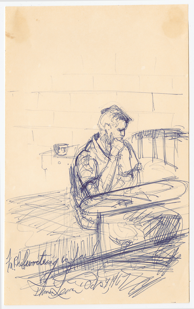 Philip Berrigan in jail: a drawing
