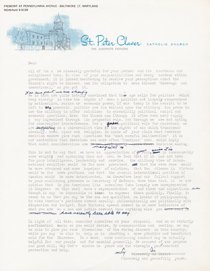 Letter of Philip Berrigan to Robert McNamara, 1967