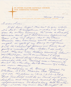 Letter from Philip Berrigan to Daniel Berrigan, May(?) 1967
