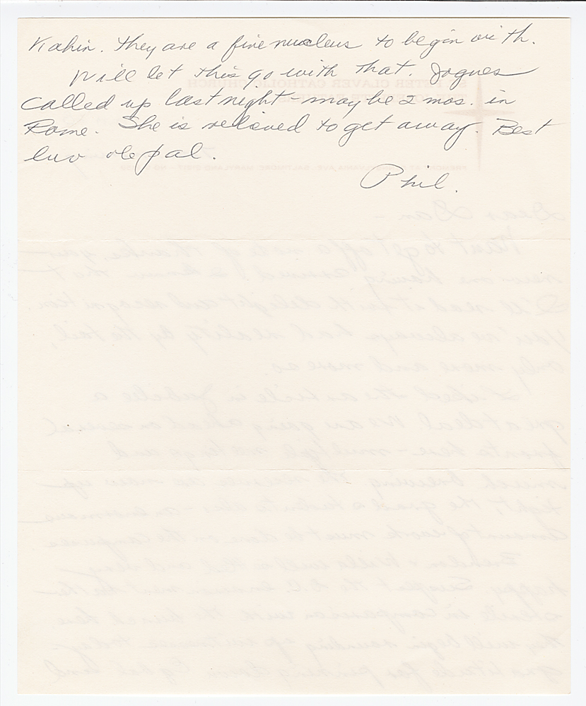 Letter from Philip Berrigan to Daniel Berrigan, February 1968 (?)