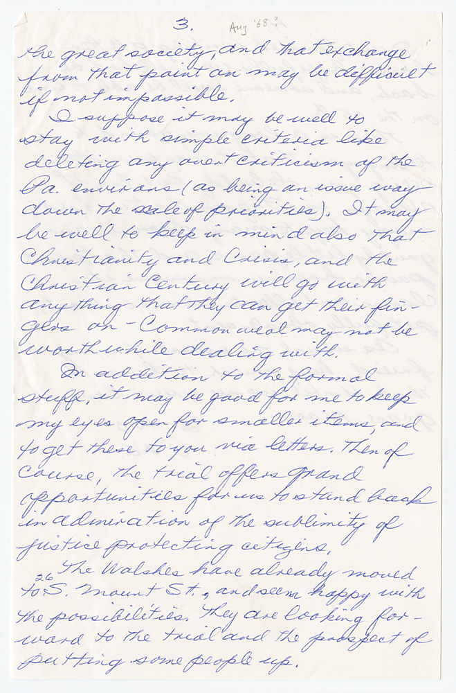 Letter from Philip Berrigan to Daniel Berrigan, August 1968 (?)