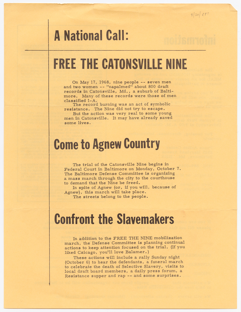A national call: free the Catonsville Nine
