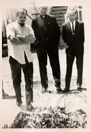 Members of the Catonsville Nine watching the burning of the draft records; May 17, 1969